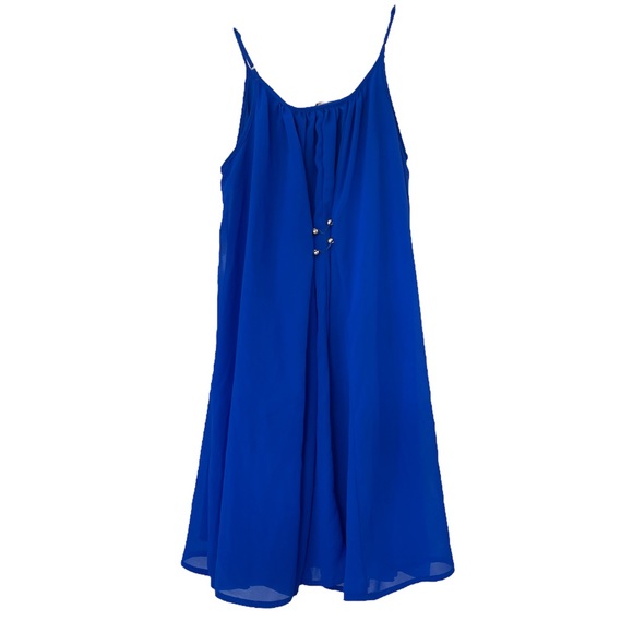GB GIRLS Peace, Love, & Freedom Flowy Royal Blue Swing Dress - Picture 2 of 11
